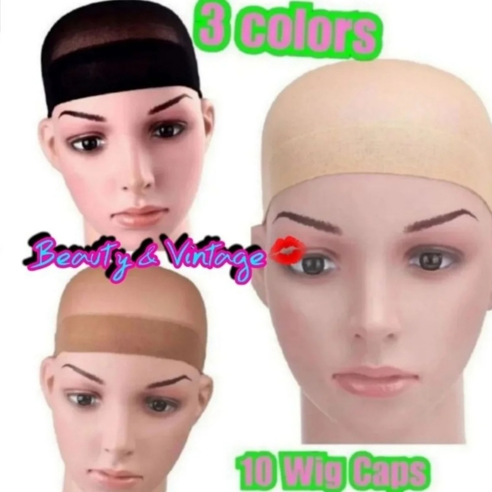 (10pcs) Wig Caps  Black , Nude,  Beige